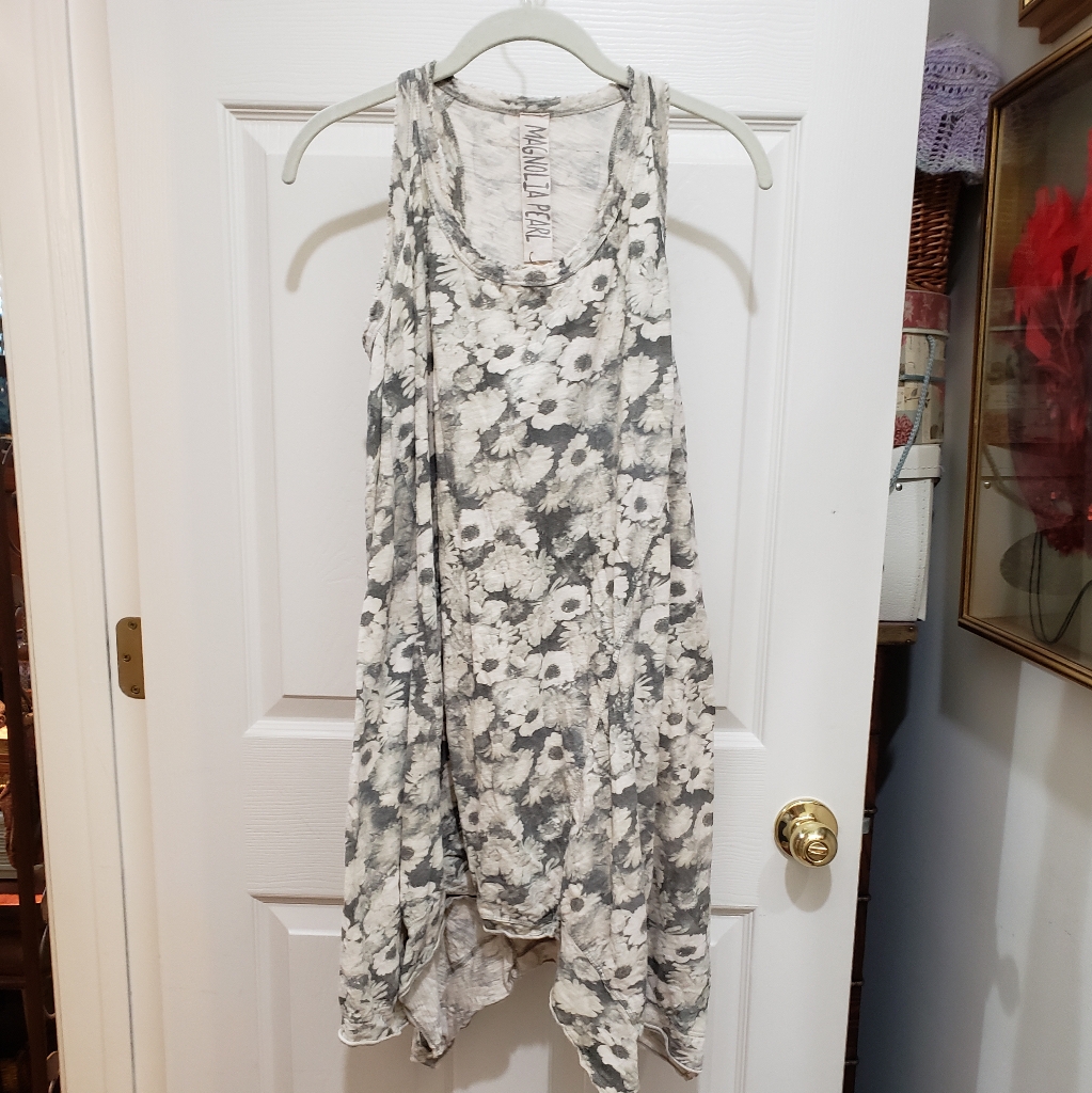 Nwt Magnolia Pearl Blockprint Paz Happy Flowers A-Line Tank, O/S